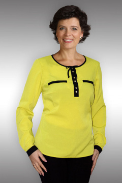 Блуза прямого силуэта с контрастными вставками и пуговицами Таир-Гранд 62193 яблоко - фото 1