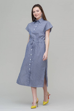 Платье в полоску летнее из хлопка, длина длинная, повседневное Domna 502(164) синий - фото 3