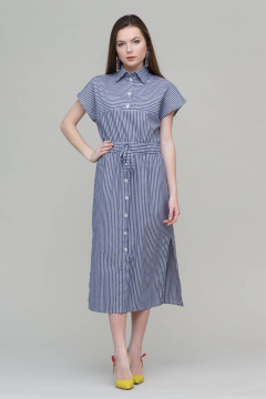 Платье в полоску летнее из хлопка, длина длинная, повседневное Domna 502(164) синий - фото 4