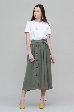 Юбка из вискозы и текстиля длины миди, стиль casual Domna 71095 хаки - фото 4