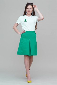Юбка в складку укороченная с карманами и поясом для casual Domna 71092(164) зеленый - фото 1