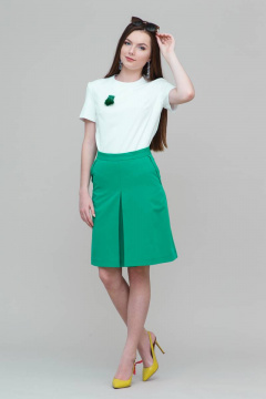 Юбка в складку укороченная с карманами и поясом для casual Domna 71092(164) зеленый - фото 2