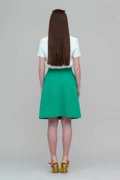 Юбка в складку укороченная с карманами и поясом для casual Domna 71092(164) зеленый - фото 3