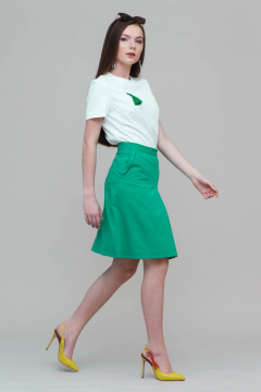 Юбка в складку укороченная с карманами и поясом для casual Domna 71092(164) зеленый - фото 4