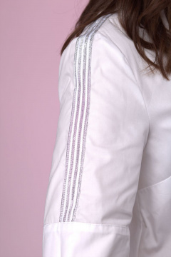 Блуза прямого силуэта для офисных образов из хлопка Anelli 666 белый - фото 5