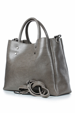 Серая сумка из экокожи с тремя отделениями и съемным ремнем Galanteya 45022.23с414к45 серо-бежевый - фото 1