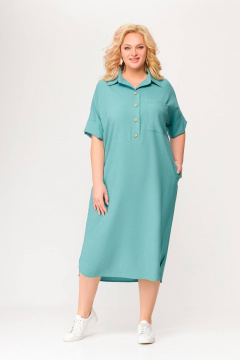 Платье приталенного силуэта из вискозы-льна на каждый день Swallow 496.2 мята - фото 1