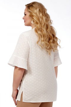 Классическая белая блуза с воланом из хлопка Элль-стиль 2204а белый_ - фото 2