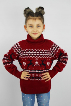 Красный свитер из шерсти с рукавом реглан на демисезон Полесье С9157-22 2С8759-Д43 122,128 гермес - фото 1