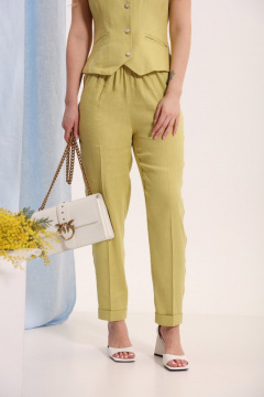 Летний костюм из льняных тканей с жилетом и зауженными брюками LM БЛ5079-1 - фото 3