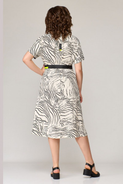 Платье из вискозы с накладным карманом и поясом Мишель стиль 1128 черно-молочный - фото 3