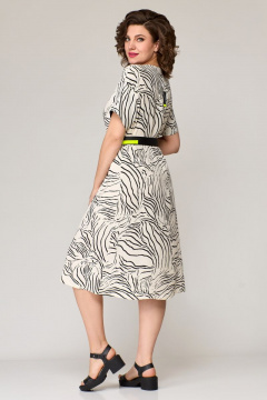 Платье из вискозы с накладным карманом и поясом Мишель стиль 1128 черно-молочный - фото 2