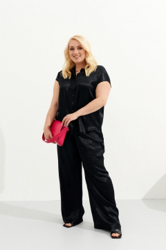 Базовая блузка из вискозы с сатиновым эффектом для офиса Ketty К-07540 черный - фото 5