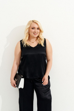 Вискозная блузка без рукавов с разрезами и застежкой Ketty К-05740 черный - фото 2
