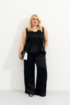 Вискозная блузка без рукавов с разрезами и застежкой Ketty К-05740 черный - фото 1