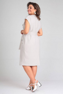 Платье свободного кроя из льна-вишера с лацканами Ma Сherie 4018 светло-серый - фото 5