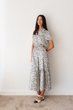 Платье на каждый день с принтом мопсы и воланами ANNETE A3356 - фото 4