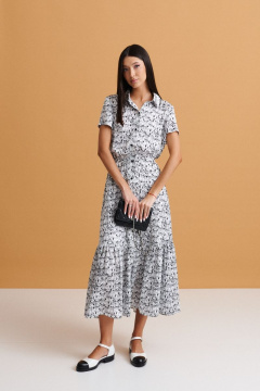 Платье на каждый день с принтом мопсы и воланами ANNETE A3356 - фото 1