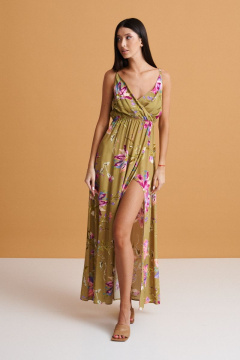 Платье из вискозы с цветочным принтом и V-образным вырезом ANNETE A3380 - фото 3