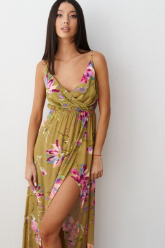 Платье из вискозы с цветочным принтом и V-образным вырезом ANNETE A3380 - фото 2