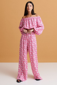 Роскошный комплект брюки и топ из струящейся ткани ANNETE A4144 - фото 1