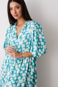 Платье свободного кроя с цветочным принтом и V-вырезом ANNETE A3354 - фото 2