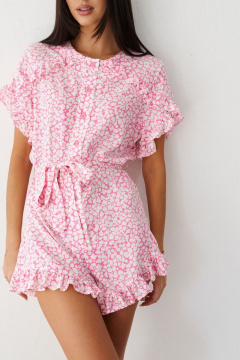 Легкий комбинезон из вискозы с цветочным принтом и воланом ANNETE A3372 - фото 2