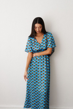 Платье с принтом в абстракцию и резинкой на талии ANNETE A3386 - фото 2