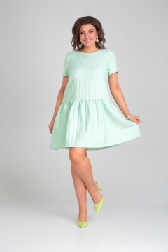 Модное платье из стежки с воланом и круглой горловиной Mubliz 060 мята - фото 3