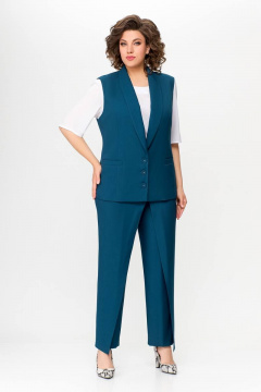 На каждый день платье из текстиля с ремнем и воланом Swallow 646.4 индиго - фото 1