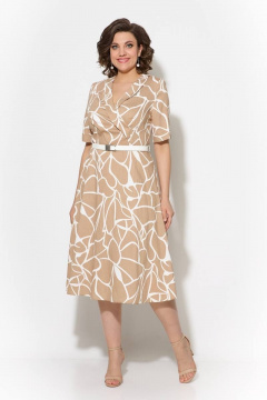 Платье на каждый день с крэш-эффектом и поясом Koketka i K 1040 бежевый - фото 3