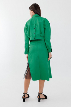 Джинсовая юбка трапеция с декоративной вставкой из сетки Anelli 1279 трава - фото 2