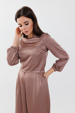 Бежевый деловой костюм из вискозы и текстиля Anelli 1288 карамель - фото 4