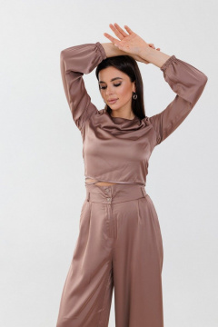 Бежевый деловой костюм из вискозы и текстиля Anelli 1288 карамель - фото 3