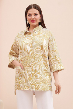 Летний костюм из текстиля с брюками-палаццо и рубашкой Lissana 4733 желтый - фото 5