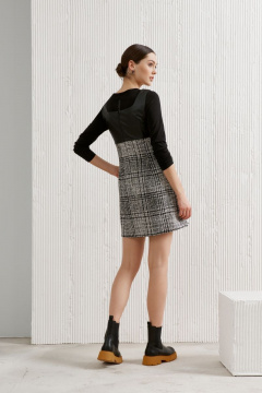 Сарафан, демисезонный, серый, черный, на каждый день, шерсть и экокожа BURVIN 8769-81 - фото 3