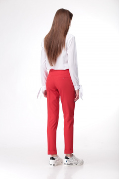 Деловые брюки с зауженным силуэтом, карманами и манжетом DNM 003 красный - фото 2