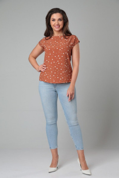 Коричневая блуза без рукавов с асимметричной спинкой Modema м.212/7 - фото 5