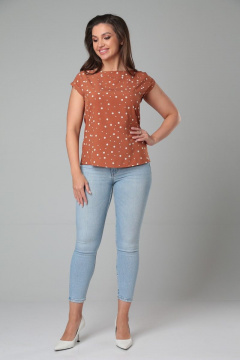 Коричневая блуза без рукавов с асимметричной спинкой Modema м.212/7 - фото 4