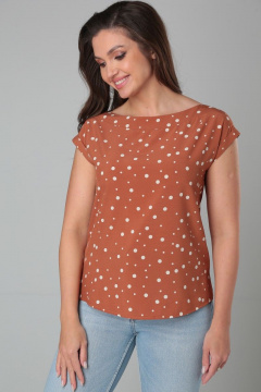 Коричневая блуза без рукавов с асимметричной спинкой Modema м.212/7 - фото 3