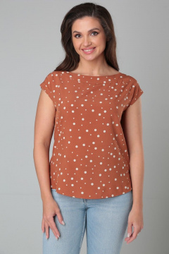 Коричневая блуза без рукавов с асимметричной спинкой Modema м.212/7 - фото 1