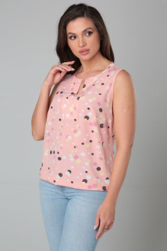 Розовая свободная блуза без рукавов с сборками Modema м.216/4 - фото 1