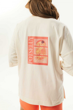 Летний комплект блуза с плечами и шорты хлопок трикотаж Mislana С947 коралл - фото 5