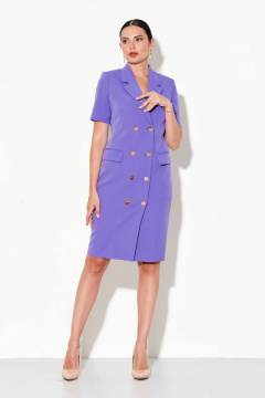Деловое классическое платье на пуговицах с карманами FOXY FOX 1470 лиловый - фото 1
