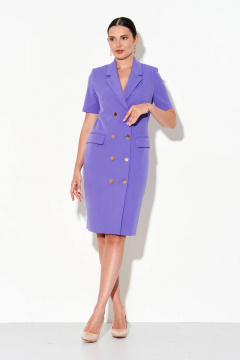 Деловое классическое платье на пуговицах с карманами FOXY FOX 1470 лиловый - фото 2