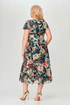 Платье прилегающее из шифона с крылышком и юбкой по косой Slaviaelit 428 пион - фото 2