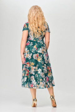 Платье прилегающее из шифона с крылышком и юбкой по косой Slaviaelit 428 темная_бирюза - фото 2