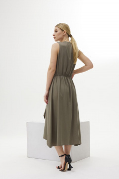 Платье распашное приталенное из вискозы с драпировкой DAVA 171 олива - фото 4