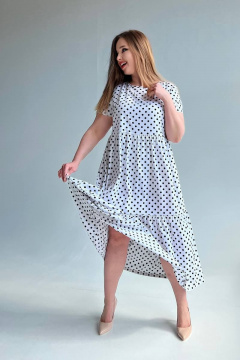 Платье макси трапеция из вискозы и текстиля LindaLux 2-012 горох_белый - фото 5