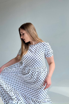 Платье макси трапеция из вискозы и текстиля LindaLux 2-012 горох_белый - фото 4